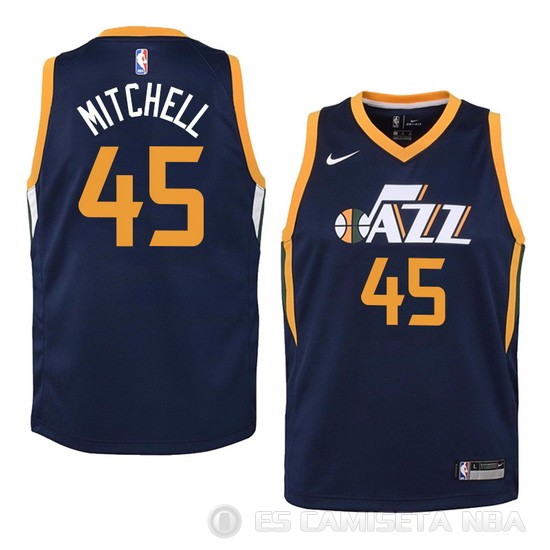 Camiseta Nino Donovan Mitchell #45 Utah Jazz Icon 2017-18 Azul - Haga un click en la imagen para cerrar